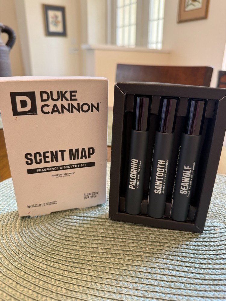 Duke Cannon Scent Map, 3-Piece Set of .3oz/8ml Spray Fragrances, NEVER USED