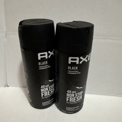 Lot of 2 Cans Axe for Men Black All Day Fresh Deodorant Body Spray 5oz Each