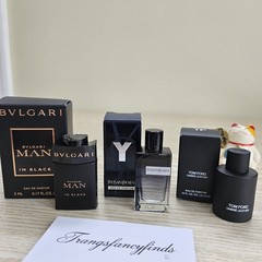 Bvlgari Man In Black + YSL Y + Tom Ford Ombré Leather EDP Mini Set 3pc