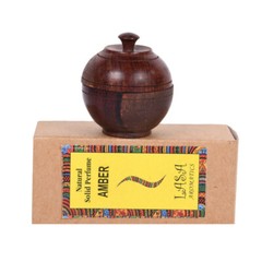 Lasa Amber Natural Solid Perfume And Long Lasting Fragrance Wooden Jar