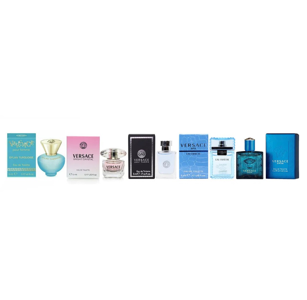 VERSACE 5 PCS MINI SET: EROS 0.17 EAU DE TOILETTE MEN + POUR HOMME 0.17 EAU DE T