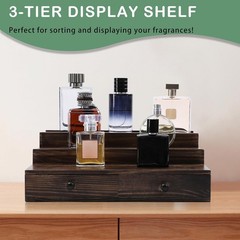 Cologne Organizer for Men, 3-Tier Cologne Stand with Drawer and Hidden Compartme