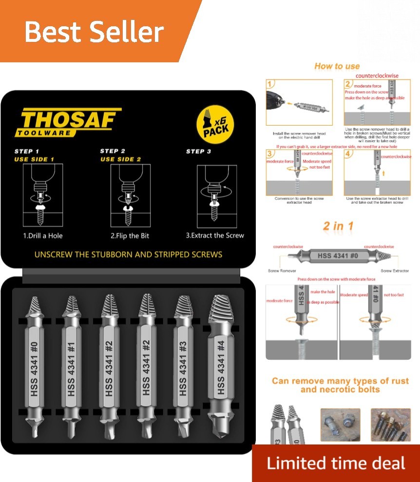 Valentine’s Gift: 6-Piece Damaged Screw Extractor Set for Effortless Repairs