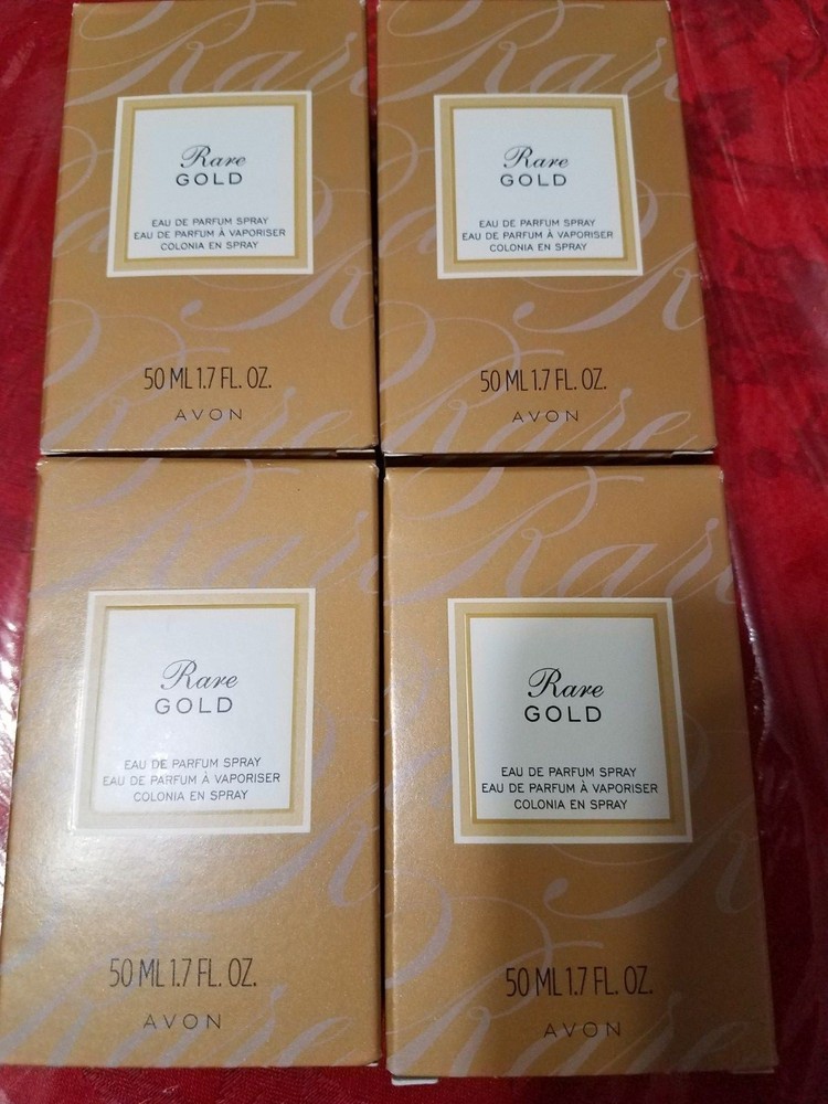 4 Avon Rare Gold Eau de Parfum Spray net wt 1.7 fl oz each Mexico 100% Original