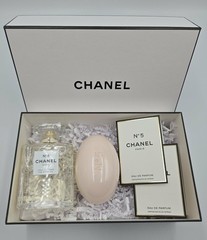 CHANEL No 5 SET:Body Oil 3.4 OZ + Perfumed Soap Sealed + Bonus New In Chanel Box