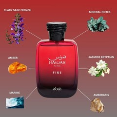 Rasasi Hawas Fire 3.4 FL OZ / 100 ML Eau De Parfum Spray – 100 % AUTHENTIC