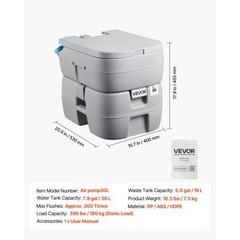 Portable Toilet, 7.9 Gallon Detachable Waste Tank, 200 Flushes, Camping Toilet f
