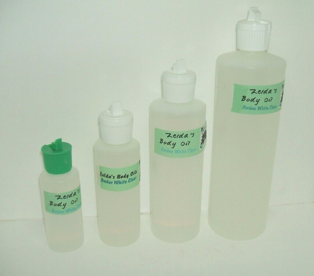 Amber White Clear Zelda’s Body Oil Wholesale 2oz 4oz 8oz 16oz FREE SHIP