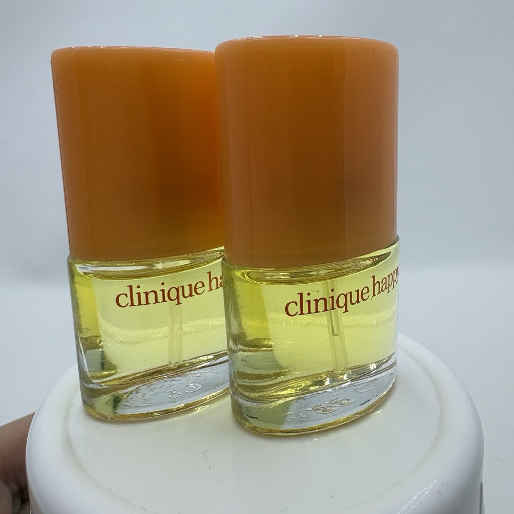 Clinique Happy Unused Perfume Samples Two Bottles Citrus Floral .14 Fl Oz Each