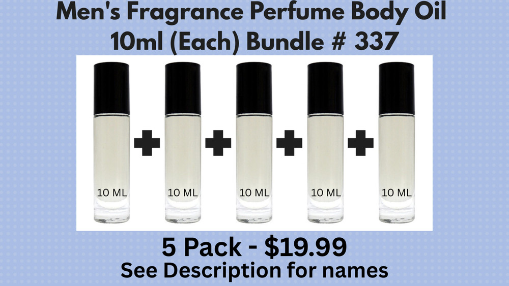 5 Pack Men’s Fragrance Perfume Body Oil 10-ml Roll-On Bottle-Bundle # 337