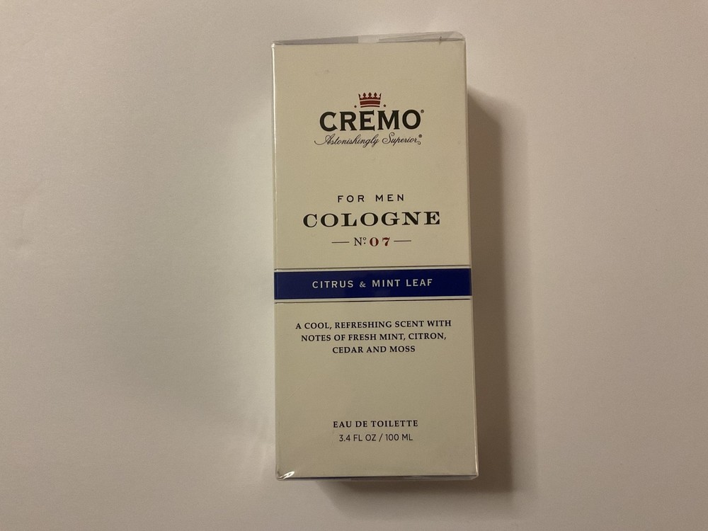 Cremo Cologne Spray for Men Citrus & Mint Leaf 3.4 fl oz Eau De Toilette Sealed