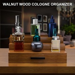 Walnut Wood Cologne Organizer Men 3 Tier Cologne Stand,Wooden Cologne Holder