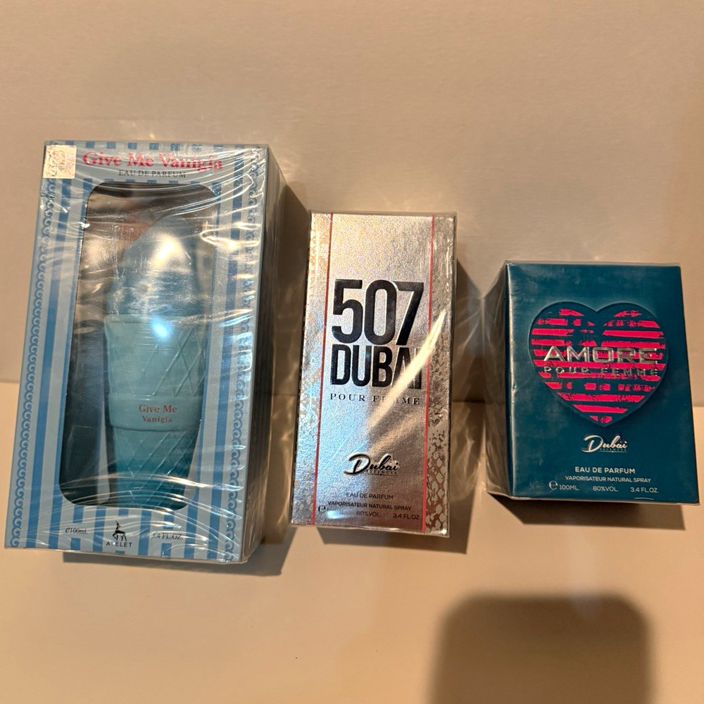 3 Women’s Perfume Bundle 100mL Each | 507 Dubai & Amore | New Sealed