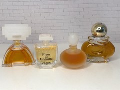 Rare VTG Lot of 4 Mini Perfumes Caron,Galanos,Ellen Tracy,Decadence Discontinued