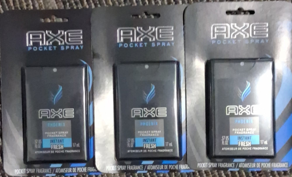 AXE Phoenix Pocket Spray Fragrance Instant Fresh .57 fl oz 17 ml Travel Size x 3