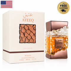 Nusuk Ateeq M Extrait De Parfum Men 3.4 oz 100ml Amber Woody Spray