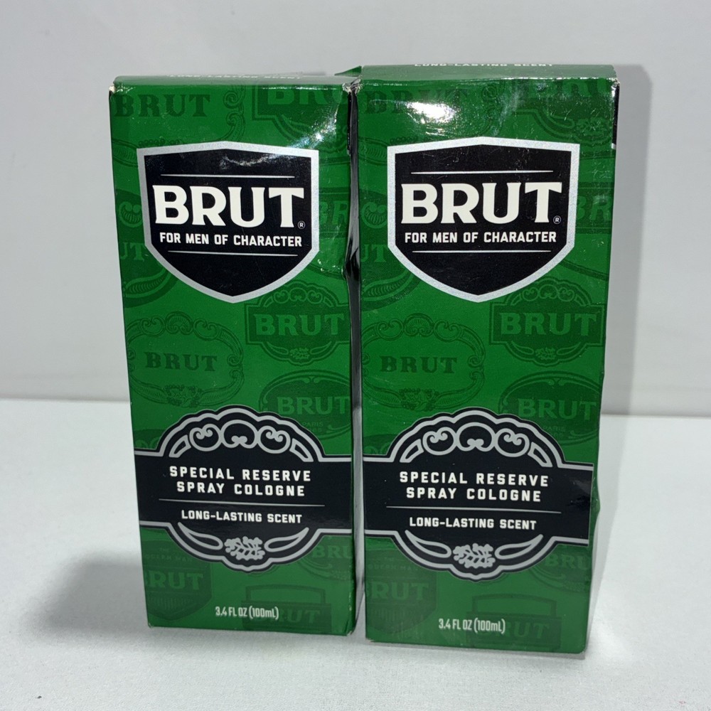 2 Sealed Brut Special Reserve Spray Cologne 3.4 Fl Oz Each Slightly Damaged Boxe