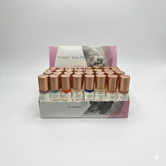 48 pcs 1/3 oz. roll on body oil wholesale with counter top display.