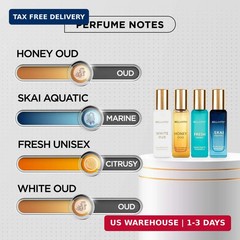 Bellavita Luxury Unisex Perfume Gift Set with Honey & White Oud, Skai, & Fresh |