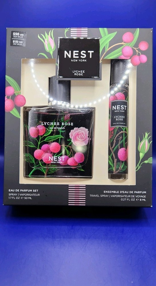 NEST New York Lychee Rose Eau de Parfum Spray Duo Set 1.7oz + .27oz New Sealed