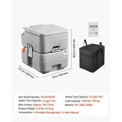 Portable Toilet, 5.3 Gallon Detachable Waste Tank, 120 Flushes, Camping Toilet