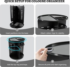 Mens Cologne Organizer 3-Tier Rotating Storage Tower Bathroom Counter