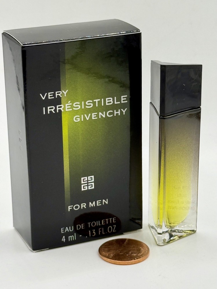 VERY IRRESISTIBLE GIVENCHY For Men Mini Perfume EDT .13 oz 4 ml RARE, New In Box