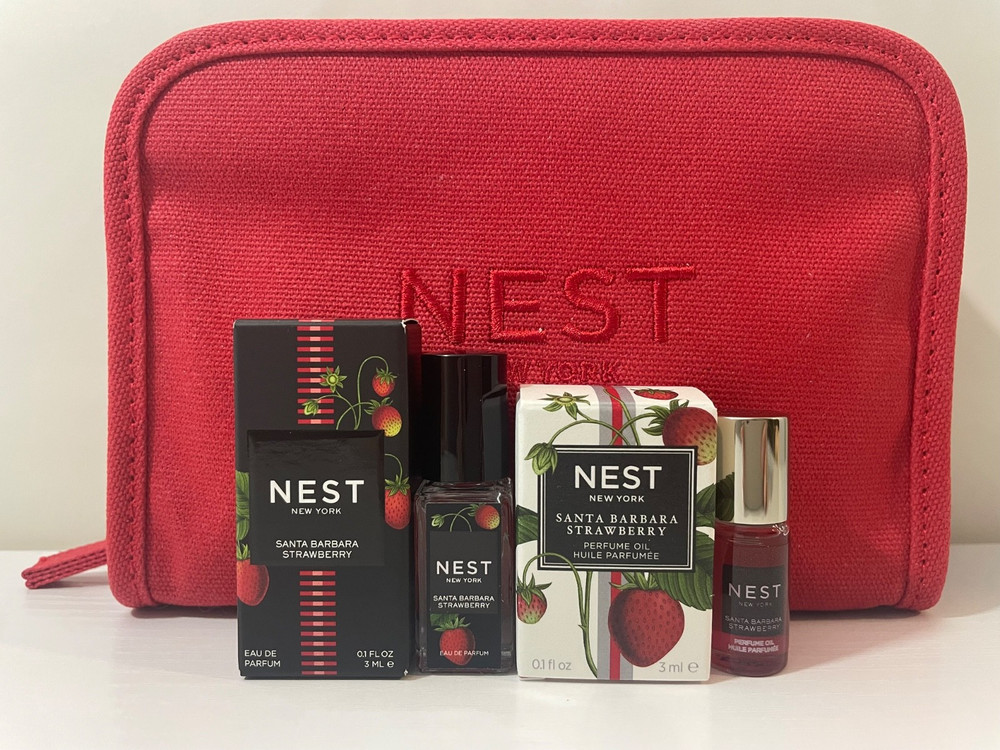 NEST Santa Barbara Strawberry Perfume Oil 3ml & Perfume EDP 3ml & Red Pouch NIB