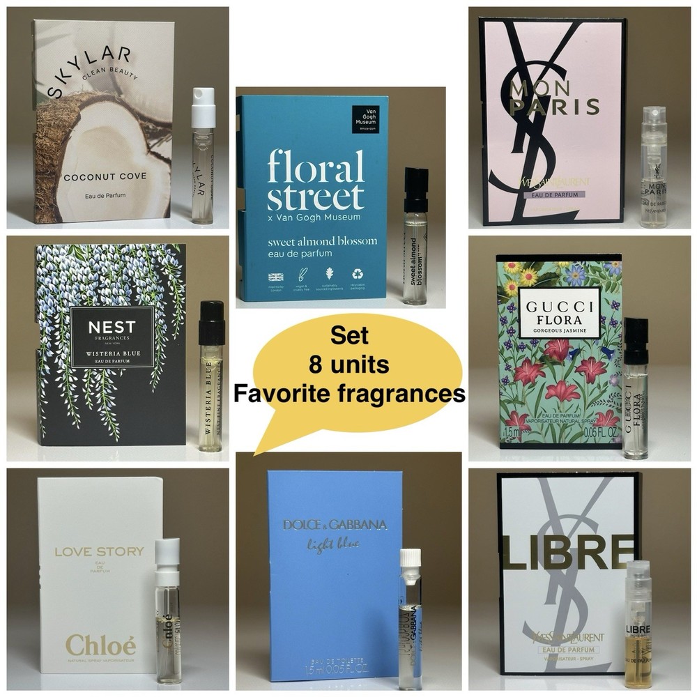 Womens perfume samples Set. Lot of 8 Units Travel Size. Fagance Designer.